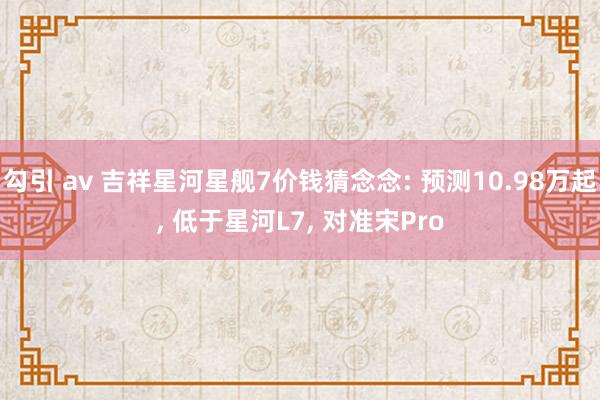 勾引 av 吉祥星河星舰7价钱猜念念: 预测10.98万起, 低于星河L7, 对准宋Pro