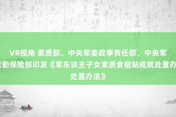 VR视角 素质部、中央军委政事责任部、中央军委后勤保险部印发《军东谈主子女素质食宿站成就处置办法》