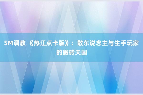 SM调教 《热江点卡版》：散东说念主与生手玩家的搬砖天国