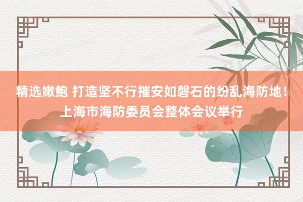 精选嫩鲍 打造坚不行摧安如磐石的纷乱海防地！上海市海防委员会整体会议举行