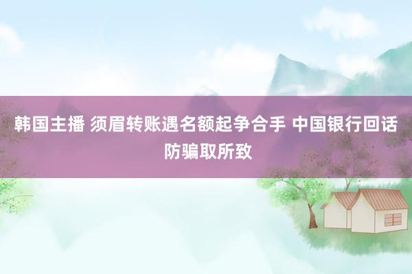 韩国主播 须眉转账遇名额起争合手 中国银行回话 防骗取所致