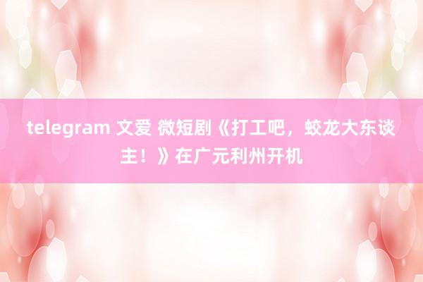 telegram 文爱 微短剧《打工吧，蛟龙大东谈主！》在广元利州开机