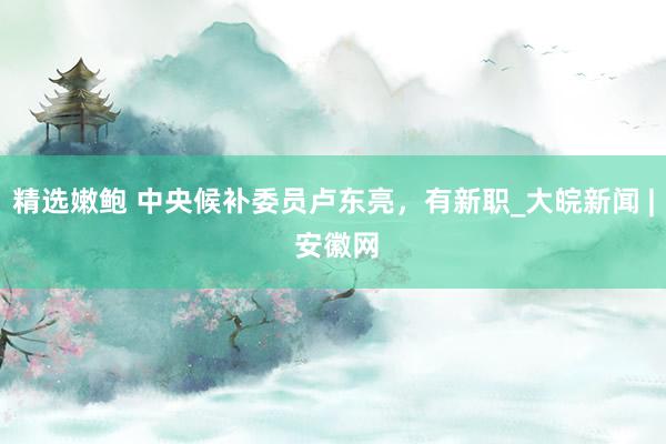精选嫩鲍 中央候补委员卢东亮，有新职_大皖新闻 | 安徽网