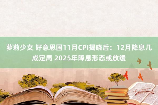 萝莉少女 好意思国11月CPI揭晓后：12月降息几成定局 2025年降息形态或放缓