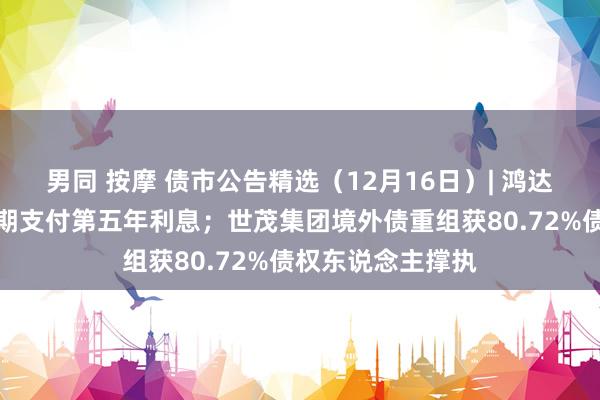 男同 按摩 债市公告精选（12月16日）| 鸿达转债量度无法依期支付第五年利息；世茂集团境外债重组获80.72%债权东说念主撑执