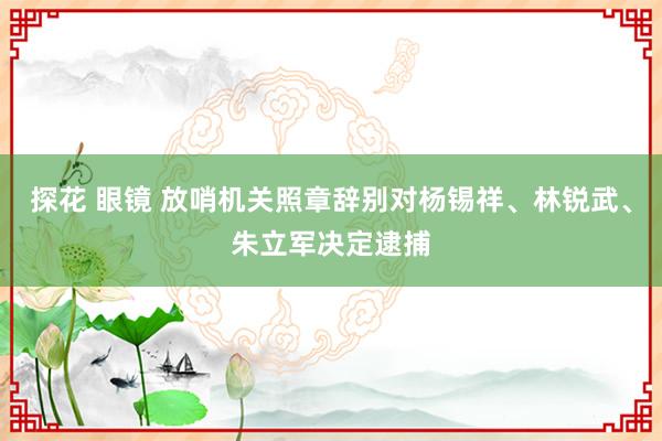 探花 眼镜 放哨机关照章辞别对杨锡祥、林锐武、朱立军决定逮捕