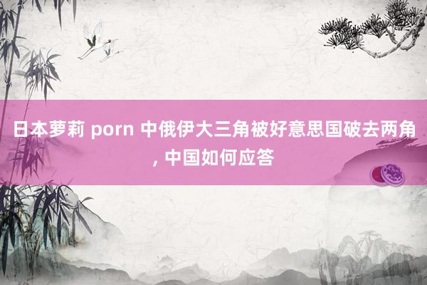 日本萝莉 porn 中俄伊大三角被好意思国破去两角, 中国如何应答