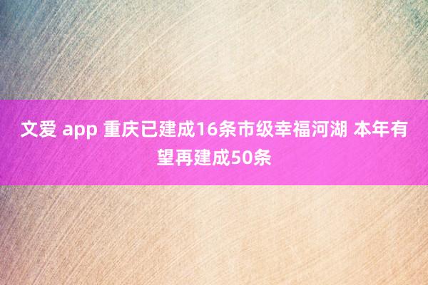 文爱 app 重庆已建成16条市级幸福河湖 本年有望再建成50条