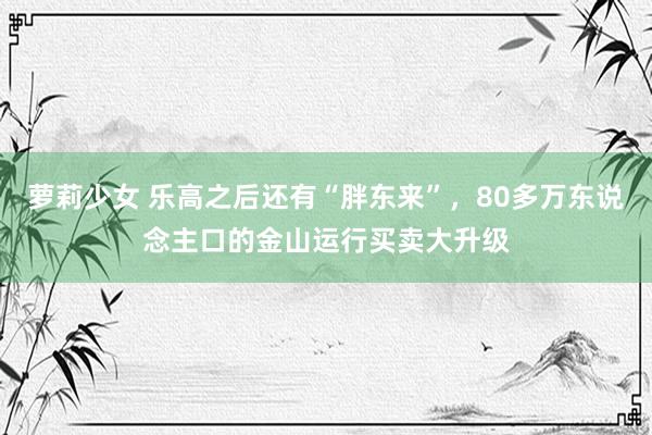 萝莉少女 乐高之后还有“胖东来”，80多万东说念主口的金山运行买卖大升级