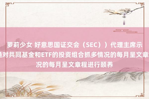 萝莉少女 好意思国证交会（SEC））代理主席示意 正在沟通对共同基金和ETF的投资组合抓多情况的每月呈文章程进行颐养