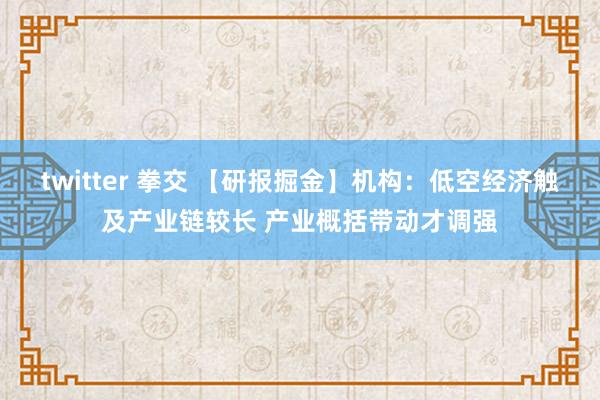 twitter 拳交 【研报掘金】机构：低空经济触及产业链较长 产业概括带动才调强