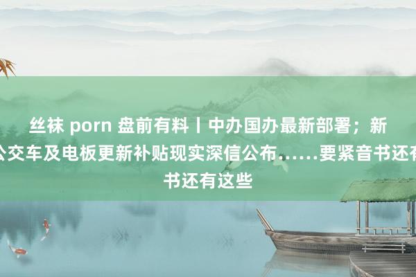 丝袜 porn 盘前有料丨中办国办最新部署；新能源公交车及电板更新补贴现实深信公布……要紧音书还有这些