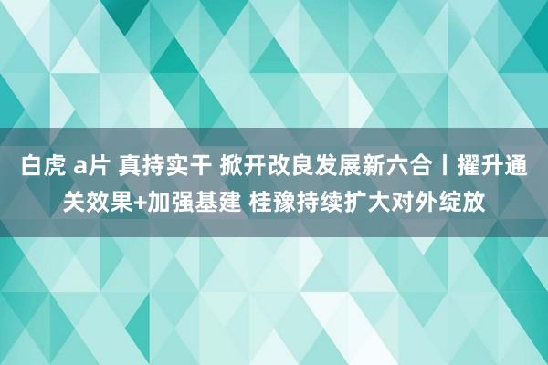 白虎 a片 真持实干 掀开改良发展新六合丨擢升通关效果+加强基建 桂豫持续扩大对外绽放