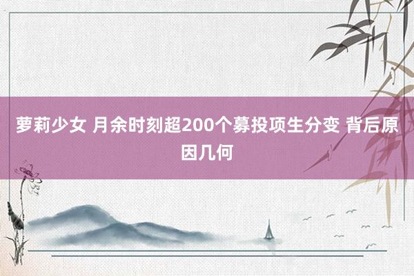 萝莉少女 月余时刻超200个募投项生分变 背后原因几何