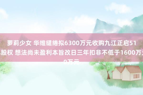 萝莉少女 华维缱绻拟6300万元收购九江正启51%股权 想法尚未盈利本旨改日三年扣非不低于1600万元