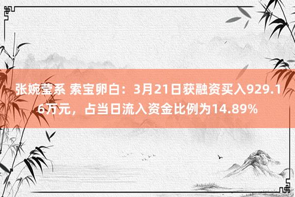 张婉莹系 索宝卵白：3月21日获融资买入929.16万元，占当日流入资金比例为14.89%