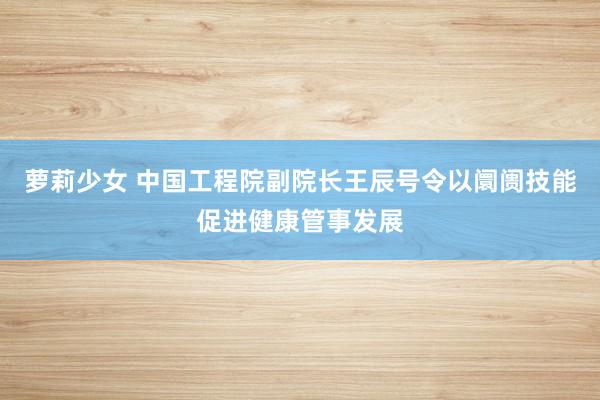 萝莉少女 中国工程院副院长王辰号令以阛阓技能促进健康管事发展