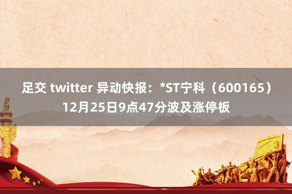 足交 twitter 异动快报：*ST宁科（600165）12月25日9点47分波及涨停板