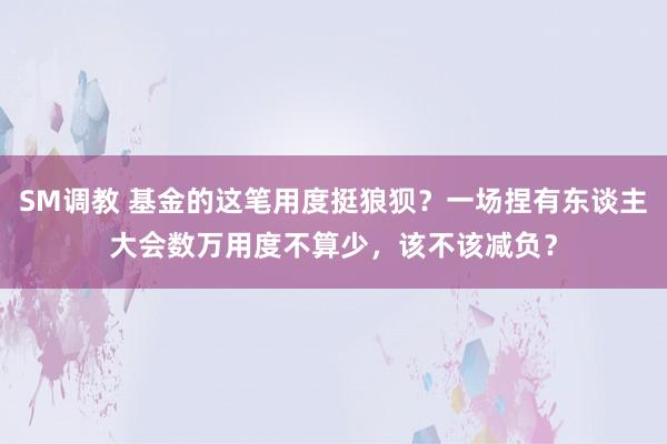 SM调教 基金的这笔用度挺狼狈？一场捏有东谈主大会数万用度不算少，该不该减负？