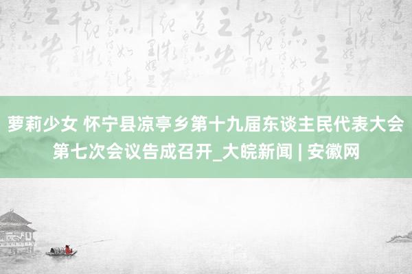 萝莉少女 怀宁县凉亭乡第十九届东谈主民代表大会第七次会议告成召开_大皖新闻 | 安徽网