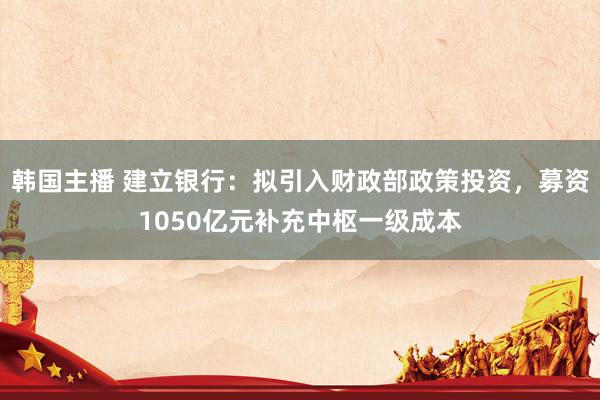 韩国主播 建立银行：拟引入财政部政策投资，募资1050亿元补充中枢一级成本