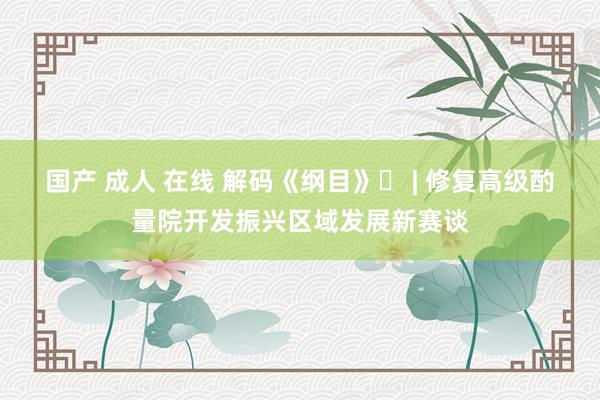 国产 成人 在线 解码《纲目》⑲ | 修复高级酌量院开发振兴区域发展新赛谈