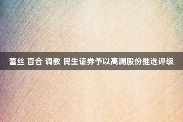 蕾丝 百合 调教 民生证券予以高澜股份推选评级