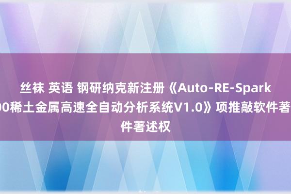 丝袜 英语 钢研纳克新注册《Auto-RE-Spark 1000稀土金属高速全自动分析系统V1.0》项推敲软件著述权